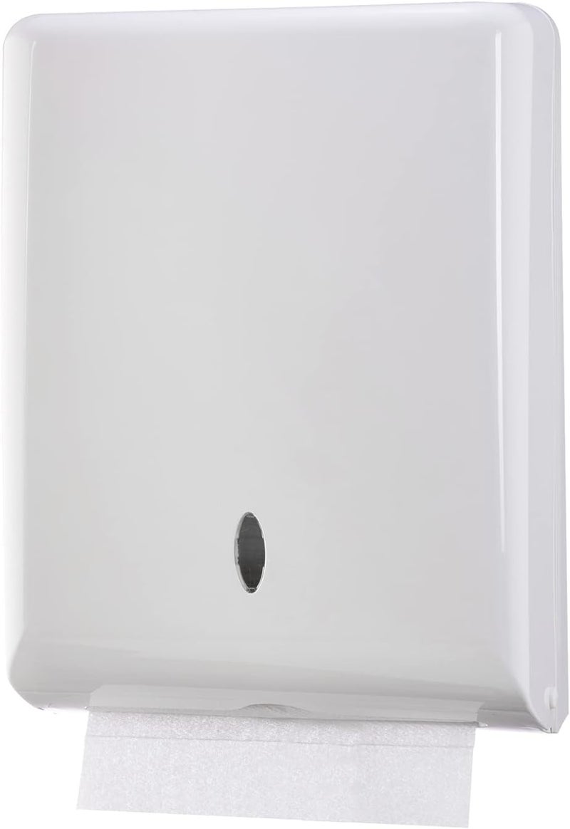 EnBath Commercial Paper Towel Dispenser Wall Mount, Holds 500 Multifold, Trifold, Z Fold, C Fold Hand Towels for Bathroom/Restroom, Office, Shop, or Home (White) - Image 1